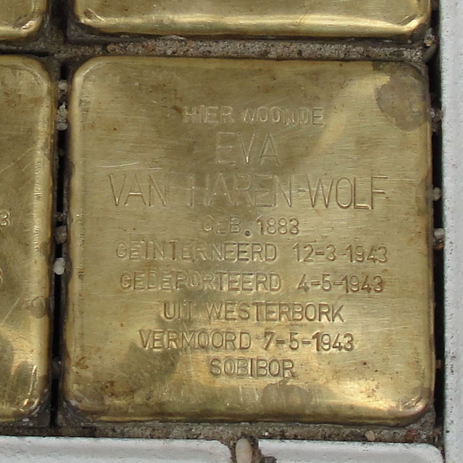 Stolperstein 15. Eva van Haren Wolf